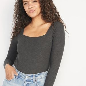 Old Navy Long Sleeve Square Neck Ribbed Bodysuit